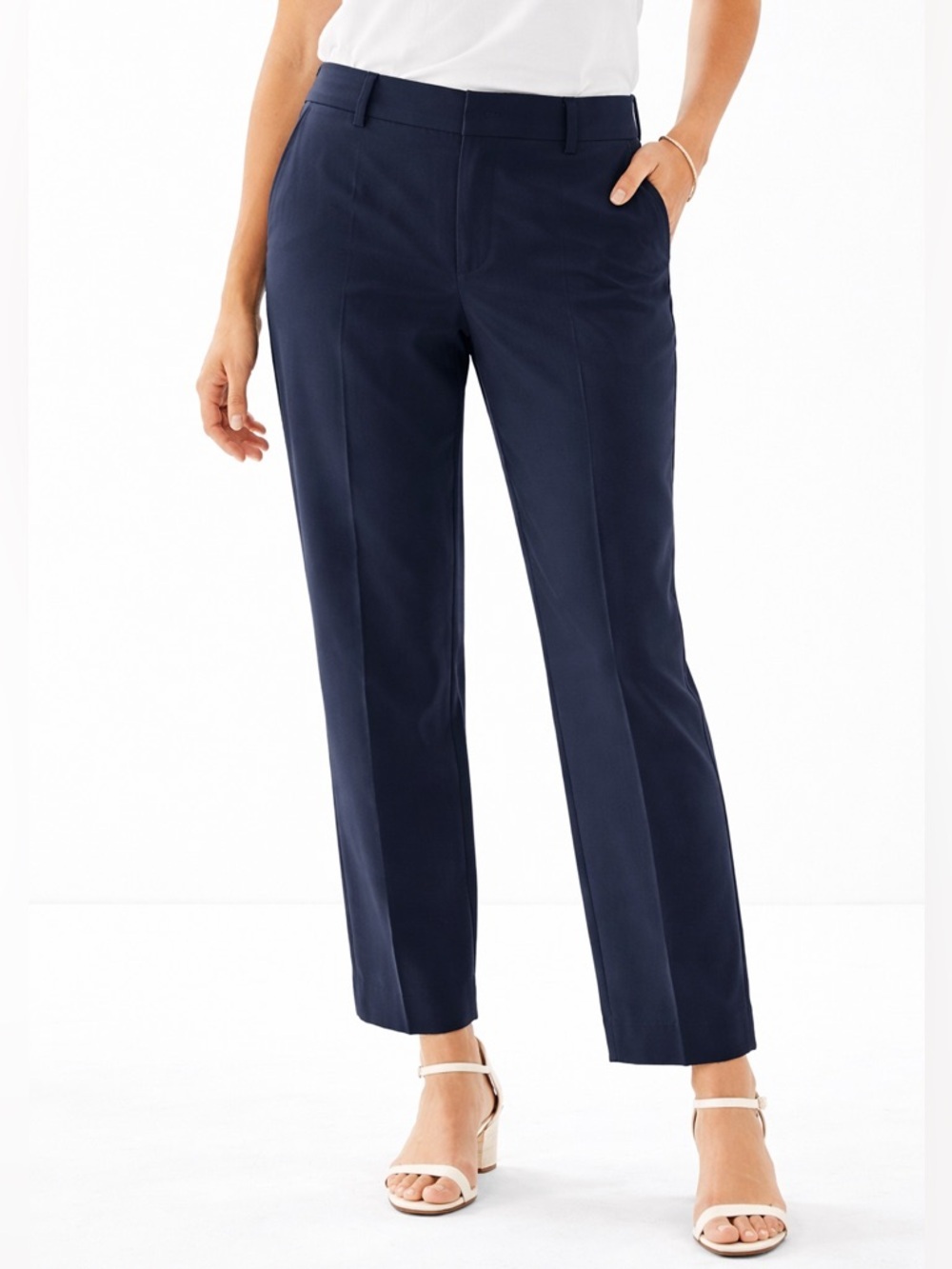 NWT Banana Republic Contoured Fit Trousers 6 Navy Cropped Work Pants Minimalist